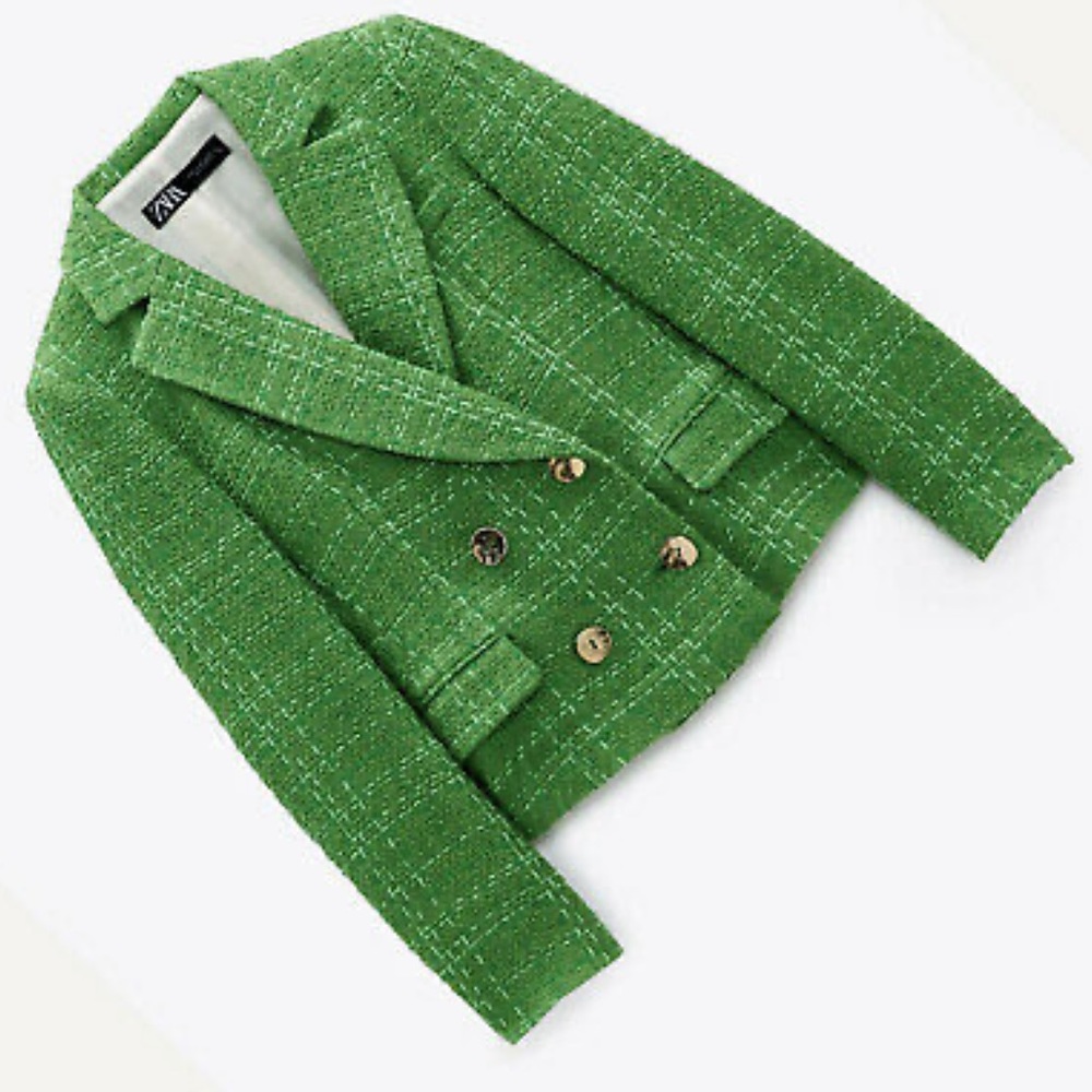 Zara Green Tweed Blazer - Worn Twice - image 4